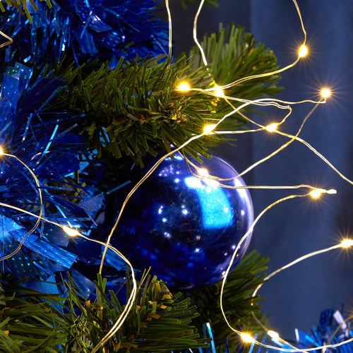 Светодиодная гирлянда Feron CL53 2м + 1м теплый белый,статичная, с питанием от батареек, прозрачный шнур фото 5