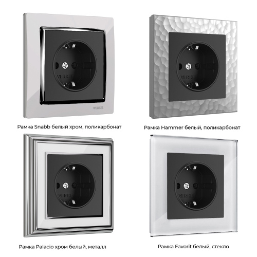 Розетка с заземлением и шторками (черный матовый) W1171108 фото 13