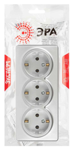 Розетка ЭРА Эксперт 11-2208-03 тройная с заземлением 3х2P+E Schuko IP20 16A-250В ОУ алюминий Б0063010 фото 5 Розетка ЭРА Эксперт 11-2208-03 тройная с заземлением 3х2P+E Schuko IP20 16A-250В ОУ алюминий Б0063010 фото 5
