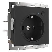 Умная встраиваемая розетка с заземлением с защитными шторками (черный матовый) W1171608