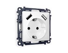 Комплект механизма электрической розетки AMBRELLA VOLT ALFA Белый матовый 2USB A+A 18W (быстрая зарядка) с/з QUANT (AP1290, VM155) MA129010