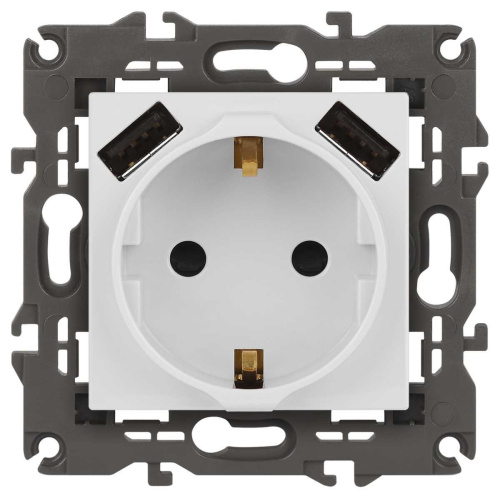 Розетка ЭРА Elegance 14-4109-01М 2P+E 16A-250В штор. с 2xUSB 5В-3А белый матовый Б0065773 Розетка ЭРА Elegance 14-4109-01М 2P+E 16A-250В штор. с 2xUSB 5В-3А белый матовый Б0065773