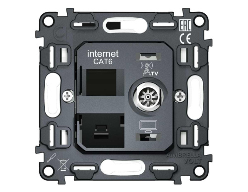 Механизм розетки компьютерной + TV оконечной RJ-45 (8P8C) AMBRELLA VOLT VM VM195