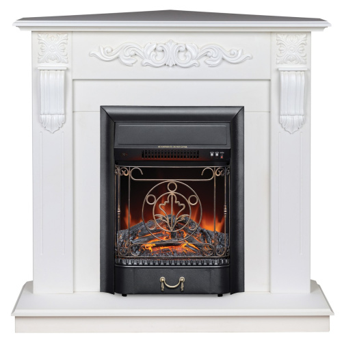 Электрокамин RealFlame Dominica Corner DN белый матовый с очагом Majestic Lux Black Электрокамин RealFlame Dominica Corner DN белый матовый с очагом Majestic Lux Black