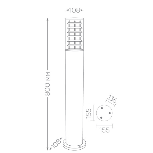 Светильник садово-парковый Feron DH0805, столб,  E27 230V, серый фото 13