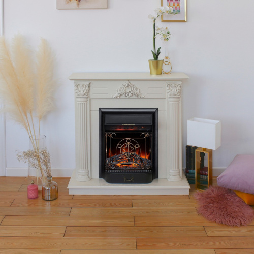 Каминокомплект STEFANIA/ВИОЛА Слоновая кость с очагом Электроочаг MAJESTIC LUX RC/МАДЖЕСТИК С ПУЛЬТОМ фото 3