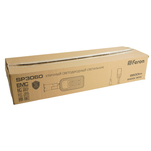 Светодиодный уличный консольный светильник Feron SP3060 80W 6400K 100-265V/50Hz, серый фото 13
