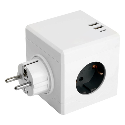 Разветвитель сетевой 3-местный с/з STEKKER ADP16-33-21, 250V, 16A, ABS пластик, белый фото 6