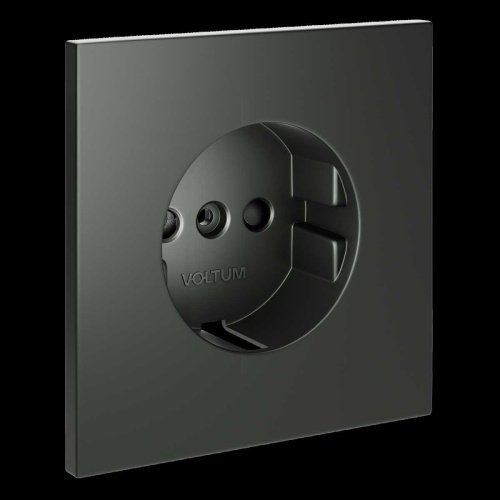 Накладка для розетки с заземлением и защитными шторками, S70 (титан) Voltum VLS000706 фото 2