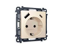 Комплект механизма электрической розетки AMBRELLA VOLT ALFA Бежевый матовый 2USB A+C 20W (быстрая зарядка) с/з QUANT (AP3300, VM160) MA330010