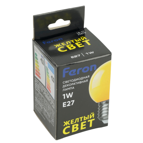 Лампа светодиодная Feron LB-37 Шарик матовый E27 1W 230V Желтый фото 5