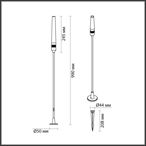 7020/4GA NATURE ODL25 656 Ландшафтный светильник 990мм металл/акрил IP65 LED 3W CRI 90 3000K 360° 24V CANNA (нужен драйвер 357781/357782) фото 3