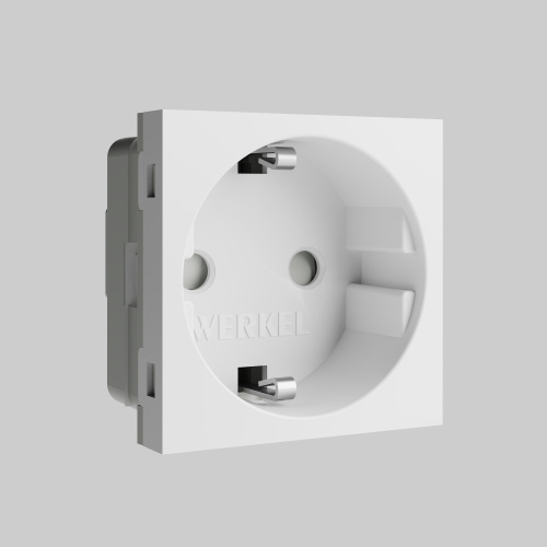 W1171160/ Модульная розетка с заземлением и шторками 45*45  (белый) W1171160