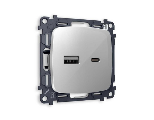 Комплект механизма розетки AMBRELLA VOLT OMEGA Серебро глянец 2USB A+C 20W (быстрая зарядка) QUANT (OP4110, VM177) MO411010 Комплект механизма розетки AMBRELLA VOLT OMEGA Серебро глянец 2USB A+C 20W (быстрая зарядка) QUANT (OP4110, VM177) MO411010