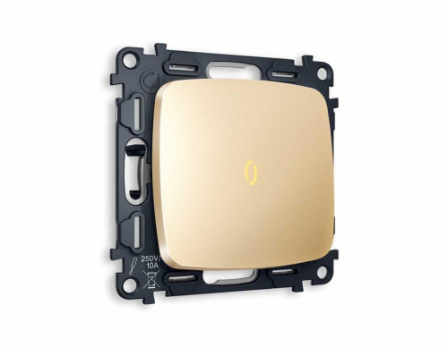 Комплект механизма 1-кл выключателя AMBRELLA VOLT с подсветкой 3200K OMEGA Шампань QUANT (OP6020, VM101, G11Y) MO602010