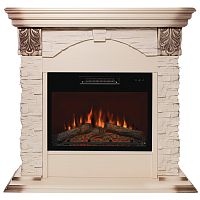 Каминокомплект DUBLIN LUX/ДУБЛИН ЛЮКС Бежевый дуб с серой патиной с очагом Электроочаг KENDAL/КЕНДАЛ 24