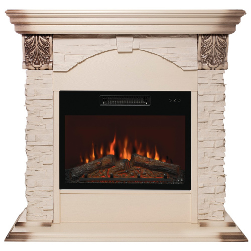Каминокомплект DUBLIN LUX/ДУБЛИН ЛЮКС Бежевый дуб с серой патиной с очагом Электроочаг KENDAL/КЕНДАЛ 24