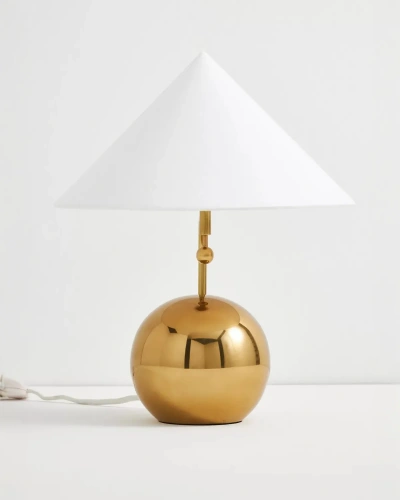 Золотистая лампа "Шанталь" с белым конусным абажуром