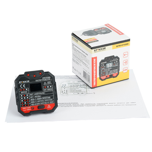 MTM HT106D Тестер розеток и УЗО, питание от сети 230V, черный фото 6