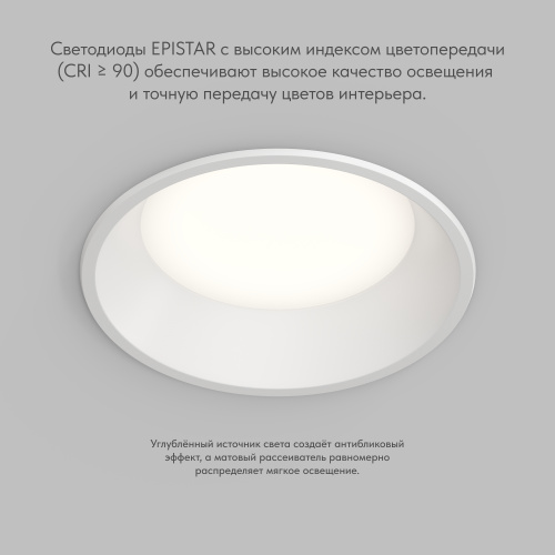 Встраиваемый влагозащищенный светильник TRIM, 24 Вт LED 3000-4000-6500K, IP44, алюминий, акрил фото 4