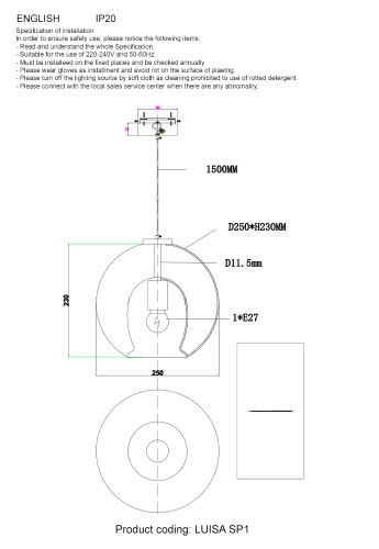 Crystal Lux Светильник подвесной Crystal Lux LUISA SP1 BRASS/TRANSPARENT фото 2