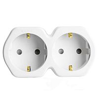 Разветвитель сетевой 2-местный с/з STEKKER ADP16-12-20, 250V,16A, ABS огнеустойчивый пластик, белый/серый