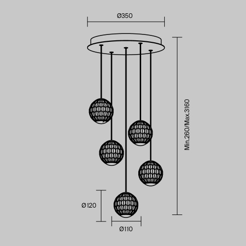 Подвесной светильник Maytoni MOD293PL-L30BS3K фото 2