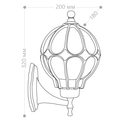 Светильник садово-парковый Feron PL3701  круглый на стену вверх 60W 230V E27, черное золото фото 3