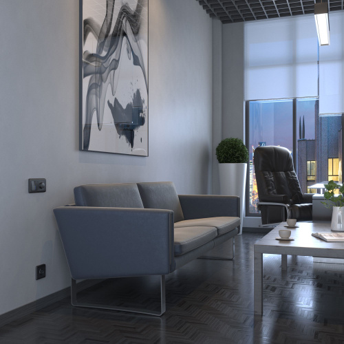 Выключатель двухклавишный с подсветкой (графит рифленый) W1120104 фото 2