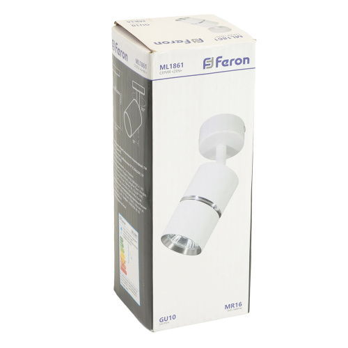 Светильник Feron ML1861 ZEN  настенно-потолочный под лампу GU10, белый, хром фото 4