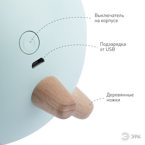 Светильник-ночник ЭРА Хомяк зеленый NLED-468-1W-GR Б0052817 фото 5