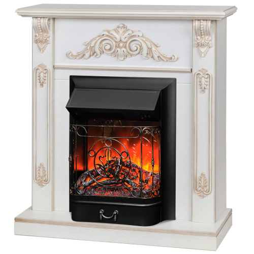 Электрокамин RealFlame Anita WT дуб белый с золотой патиной с очагом Majestic Lux Black фото 2 Электрокамин RealFlame Anita WT дуб белый с золотой патиной с очагом Majestic Lux Black фото 2