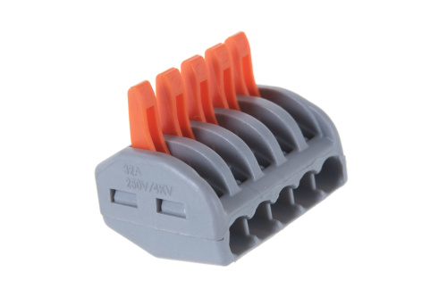 Cтроительно-монтажная клемма 5-проводная STEKKER, LD222-415 (5 штук в упаковке) фото 3