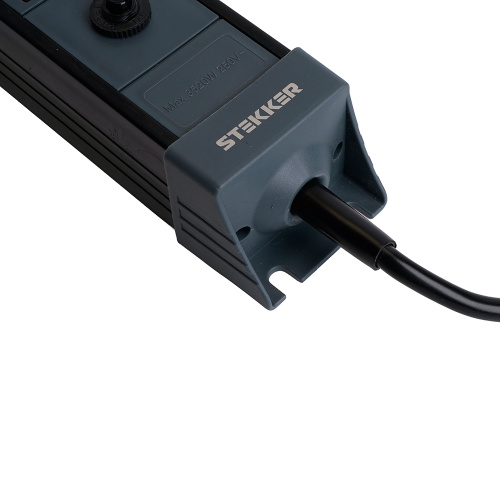 Сетевой фильтр 4-местный с/з STEKKER 3x1мм2, 3 м, 250В, 16А, серия Techno, HM22-41-03, черный фото 8