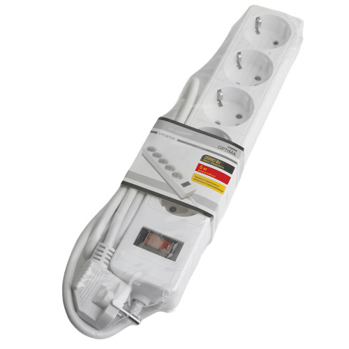 Сетевой фильтр 4-местный с/з STEKKER HM20-41-05 3x1мм2, 5 м, серия Optima, белый фото 9