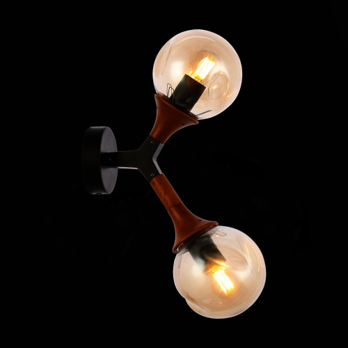 SLE109401-01 Светильник настенный Черный, Темное дерево/Прозрачный, Янтарный E27 2*60W RAQUEL фото 3
