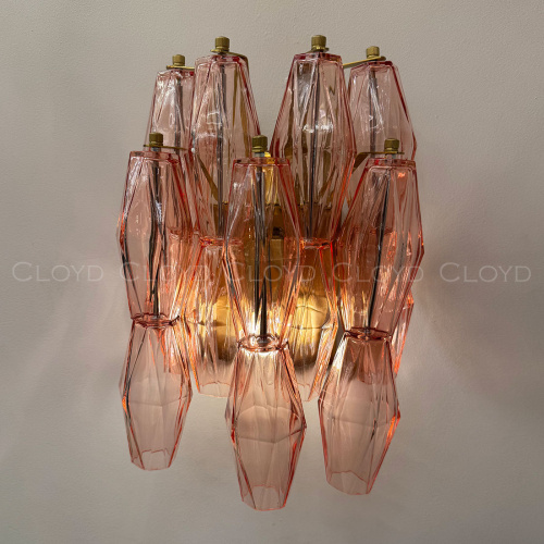 Бра Cloyd CALCUTTA W1 / выс. 37 см - латунь - розов.стекло (арт.20486) фото 3 Бра Cloyd CALCUTTA W1 / выс. 37 см - латунь - розов.стекло (арт.20486) фото 3