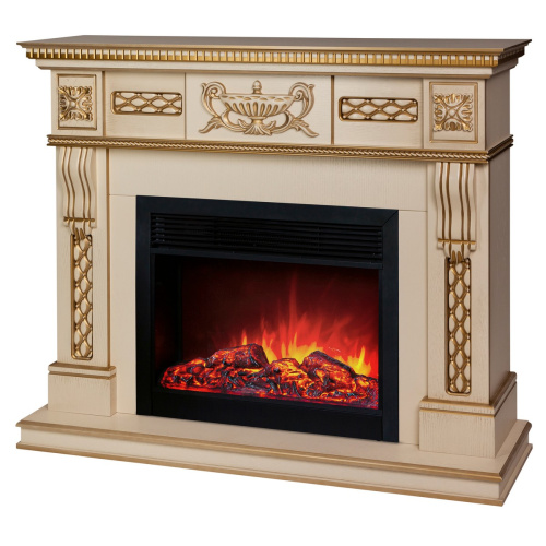 Каминокомплект CORSICA LUX/МАЛАГА ЛЮКС Бежевый дуб с золотой патиной с очагом Электроочаг MOONBLAZE LUX/МУНБЛЕЙЗ фото 2