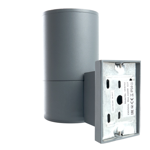 Светильник садово-парковый Feron DH0701,  на стену вверх,  E27 230V, серый фото 5