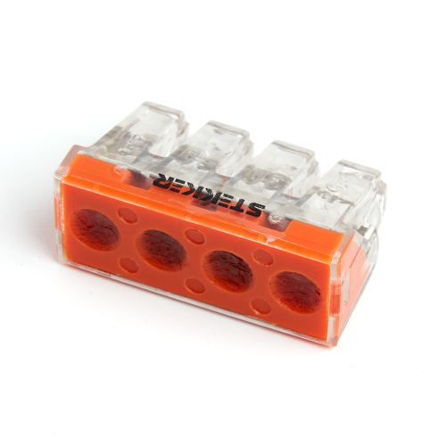 Клемма монтажная 4-проводная STEKKER  для 1-жильного проводника (с пастой), LD773-174-1 фото 2