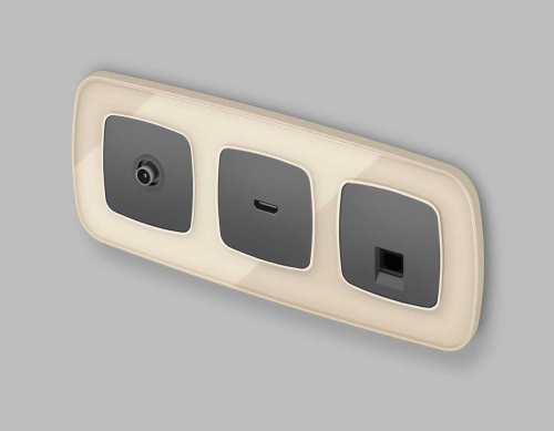Комплект механизма компьютерной розетки RJ-45 экранированной с автоматической защитной шторкой OMEGA Антрацит серый QUANT (OP6620, VM185) MO662005 фото 4