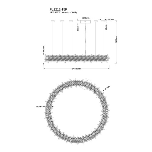 Подвесная люстра Augusto FL1212-15P фото 2 Подвесная люстра Augusto FL1212-15P фото 2