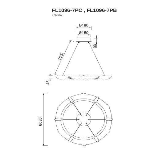 Люстра подвесная Sauvage FL1096-7PB фото 2