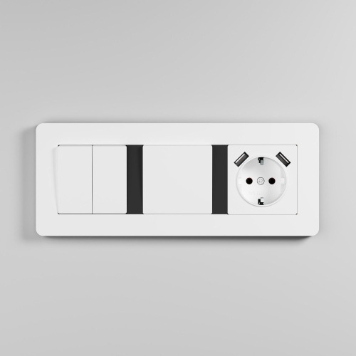 Рамка из поликарбоната на 3 поста Split белый/черный, soft-touch W0033068 фото 5