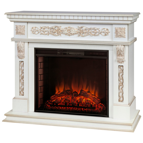 Каминокомплект ESTELLA/ЭЛЛИ Белый дуб с золотой патиной с очагом Электроочаг EPSILON 26 фото 2