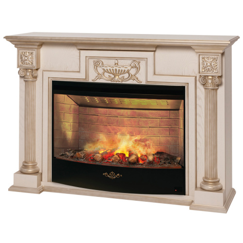 Каминокомплект LONDON/ЛОНДОН Бежевый дуб с золотой патиной с очагом Электроочаг FIRESTAR/ФАЕРСТАР 33 фото 2