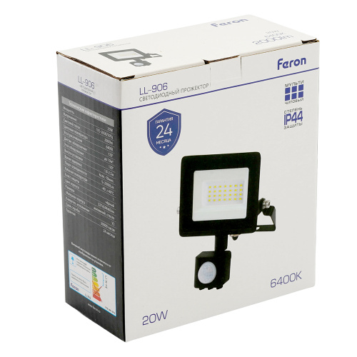 Светодиодный прожектор Feron с датчиком  LL-906 IP65 20W 6400K фото 6