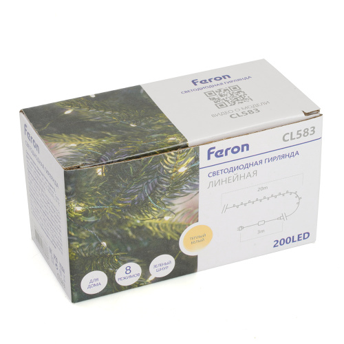 Светодиодная гирлянда Feron CL583 линейная Роса (на проволоке) 2700К c питанием от сети 220V 20м + сетевой шнур 1,5м фото 9