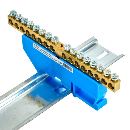 Шина"N" на изоляторе STEKKER 6*9 на DIN-рейку 16 выводов, синий, LD555-69-16 фото 4