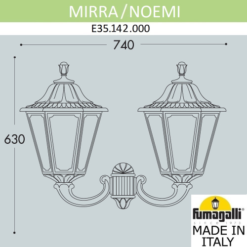 Fumagalli Светильник уличный настенный FUMAGALLI MIRRA/NOEMI E35.142.000.AXH27 фото 2 Fumagalli Светильник уличный настенный FUMAGALLI MIRRA/NOEMI E35.142.000.AXH27 фото 2